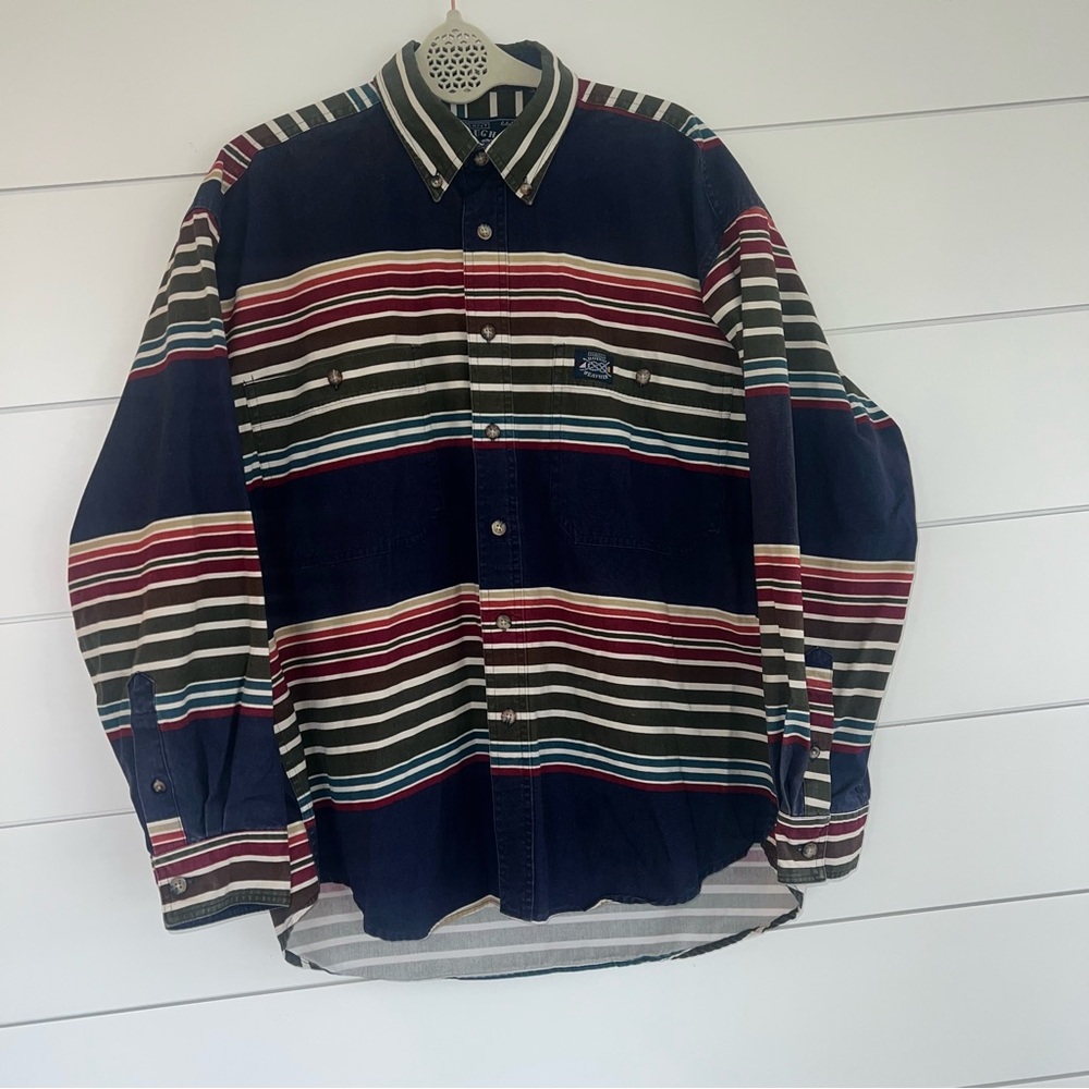 GANT Vintage Rough Weather Button Down Striped Nautical Long Sleeve Men’s M Y2K